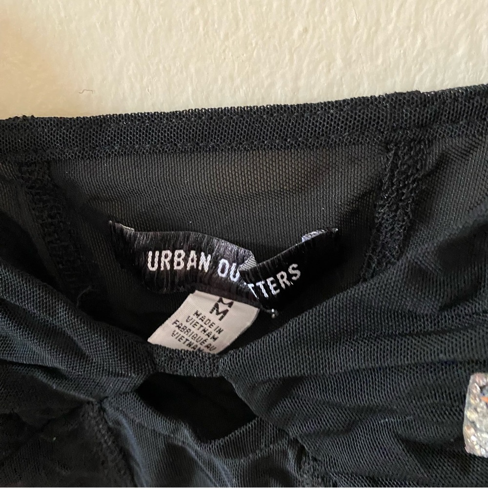 Urban Outfitters Mesh Crop Top w Rhinestone Ribbons and Attached Mesh Sleeves - Picture 4 of 4